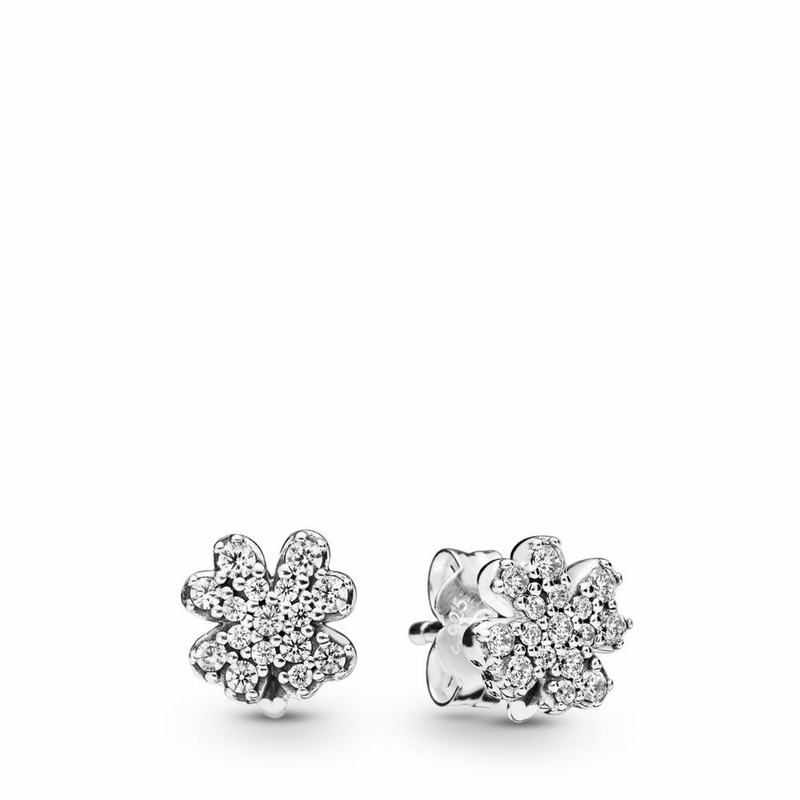 Pandora Australia Radiant Clover Stud Earrings - Sterling Silver | KNJBCH642